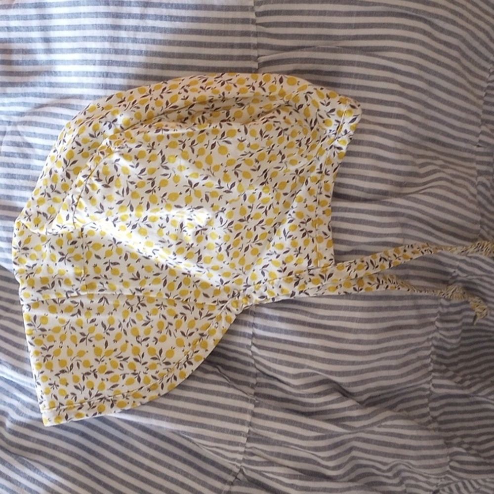 Yellow Floral Cotton Baby Bonnet - Picture 2 of 3